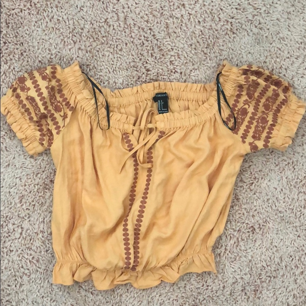 Beautiful orange/embroidered crop top!!